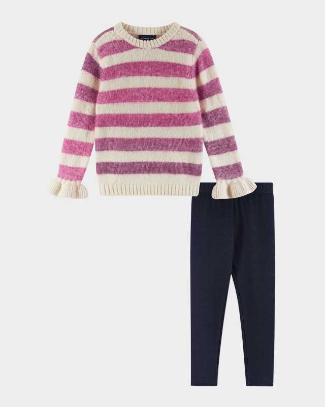 Girl's Ombre Striped Sweater & Legging Set, Size 2T-6X